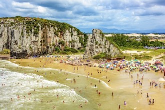 View of Guarita beach in the city of Torres, Rio Grande do Sul, bordering Santa Catarina, Brazil