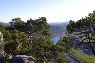 Elbe Sandstone Mountains, bastion area, winter, Saxony, Germany