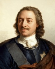 Portrait of Peter the Great, Peter I or Pyotr Alexeyevich Romanov, 1672-1725, Emperor of the