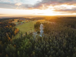 Observation tower in the middle of a forest with wide views of fields, Himmelsglück observation
