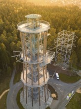 Bird's-eye view of the observation tower and surrounding nature in sunshine, Himmelsglück