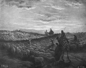 First book of Moses, chapter 12, verse 5, Abraham moves to Canaan, he takes his woman Sarai with