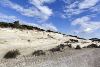 Chalk cliffs in the Capo Bianco Nature Reserve, Eraclea Minoa, near Agrigento, Sicily, Italy