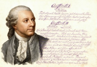 Portrait of Friedrich Gottlieb Klopstock, 1724 - 1803, German poet, digitally edited, manuscript of