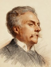 Portrait of Gabriel Fauré, 1845-1924, French composer, digitally edited according to a drawing by