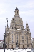 View of Church of Our Lady Dresden in winter, Saxony, Germany