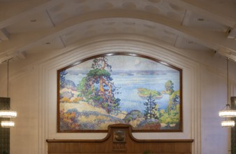 Monumental national romantic mural landscape in Koli, North Karelia, by Eero Järnefelt's, Taulu