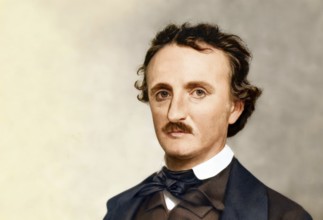 Portrait of Edgar Allan Poe, 1809 – 1849, American writer, digitally edited according to a