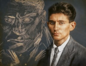 Portrait of Franz Kafka, 1883 – 1924, German-speaking Bohemian novelist, digitally edited according