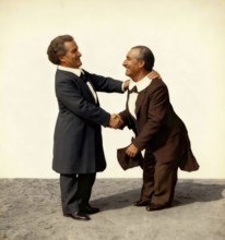 Richard Wagner with Anton Bruckner in Bayreuth, 1873, Silhouette print by Otto Böhler, digitally