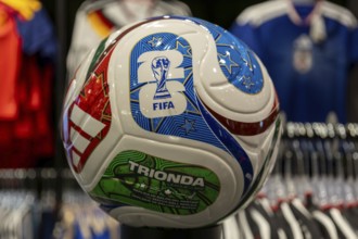 ADIDAS TRIONDA, official match ball of the FIFA World Cup 2026 in a sports shop