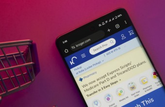 Dhaka, Bangladesh- 23 June 2025: A smartphone displaying the Kroger website with a shopping cart is