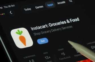 Dhaka, Bangladesh- 30 Oct 2025: Instacart app displayed on a iPad screen in dark mode with a