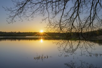 Sunrise at Ahlhorn fish ponds, Ahlhorn, Lower Saxony, Germany