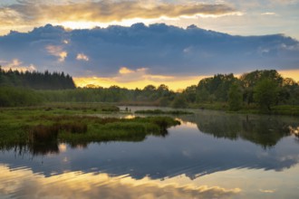 Sunset at Ahlhorn fish ponds, Ahlhorn, Lower Saxony, Germany