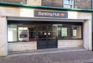 Newly opened banking hub service in the the Thoroughfare, Woodbridge, Suffolk, England, UK