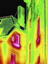Thermal image or thermography, symbolic photo, interpolated. The photo shows areas of heat loss in