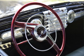Steering wheel, Lincoln Continental handlebar at Oldtimer Exhibition, Prerow, Mecklenburg-Western