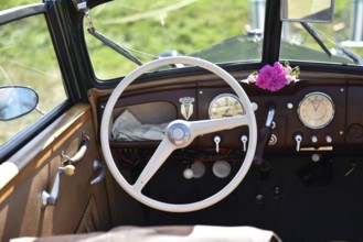 DKW steering wheel at classic car exhibition, Prerow, Mecklenburg-Vorpommern