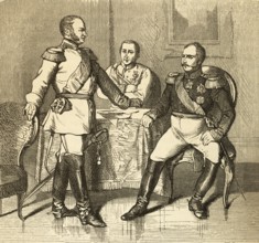 Meeting in Warsaw, Count Brandenburg, Prince Schwarzenberg, Emperor Nicholas (from left to right)