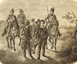 Transport of captured insurgents of the Baden Revolution, revolutionary years 1848-1849, riots,