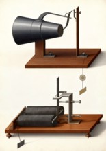 Telephone transmitter mechanism by Johann Philipp Reis, 1834 – 1874, German scientist and inventor