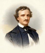Portrait of Edgar Allan Poe, 1809 – 1849, American writer, digitally edited according to a