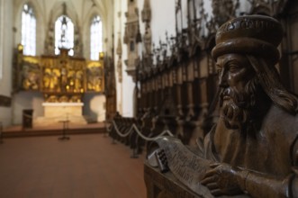 Carved half-figure, oak choir stalls for the monks, 1493 by Jörg Syrlin the Younger, also Sürlin or