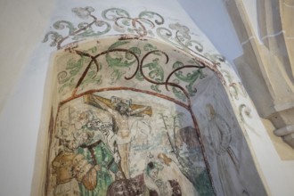 Christ on the Cross, fresco, Blaubeuren Abbey, Swabian Jura, Baden-Württemberg, Germany