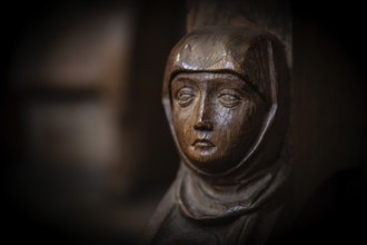 Head of a woman, oak choir stalls for the monks, 1493 by Jörg Syrlin the Younger, also Sürlin or