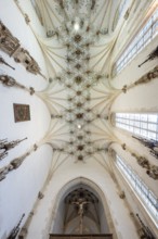 Christ on the Cross, ceiling, choir room, Blaubeuren Abbey, Swabian Jura, Baden-Württemberg,