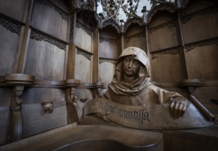 Carved half-figure of a woman, oak choir stalls for the monks, 1493 by Jörg Syrlin the Younger,