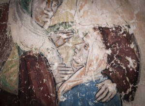 Woman, fresco, Blaubeuren Abbey, Swabian Jura, Baden-Württemberg, Germany