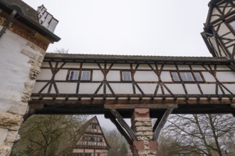 Fachwerk, Verbindungsgang, Protestant Seminary, Blaubeuren, Swabian Jura, Baden-Württemberg,