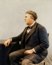 Thomas Alva Edison, 1847 - 1931, American inventor, digitally edited according to a photography,