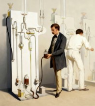 Production of Thomas Edison's lightbulbs, 1880, digitally edited