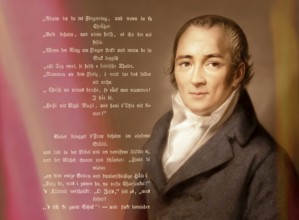 Portait with a poem, Johann Peter Hebel, 1760 - 1826, German poet, Protestant theologian and
