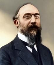 Erik Satie, 1866 – 1925, a French composer and pianist, portrait digitally edited according to a