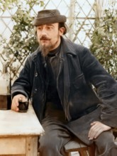 Erik Satie, 1866 – 1925, a French composer and pianist, portrait digitally edited according to a