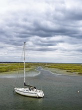 Boats and Marshes over Hurst Spit, Milford on Sea, Lymington, Hampshire, UK