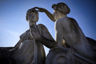 Statue of charming nymphs, Rosensteinpark, Stuttgart, Baden-Württemberg, Germany