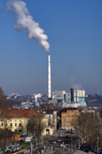 View of EnBW power plant and waste incineration plant Stuttgart-Münster, combined heat and power