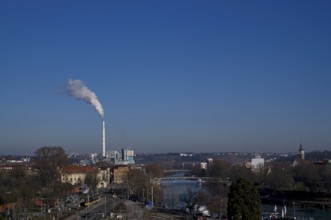 View of EnBW power plant and waste incineration plant Stuttgart-Münster, combined heat and power