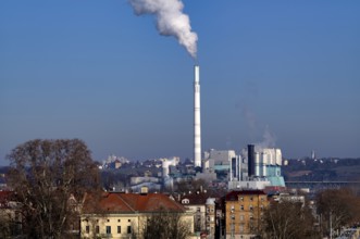 View of EnBW power plant and waste incineration plant Stuttgart-Münster, combined heat and power