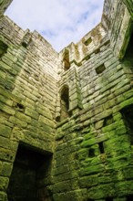 Ruins of Warkworth Castle, River Coquet, Warkworth, Northumberland, England, UK