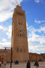 Minaret of the Koutoubia Mosque, landmark of Marrakech, historic old town, Medina, UNESCO World