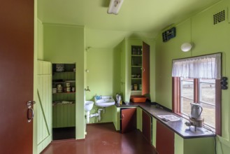 1963 interior of the Green House museum, original småhus from 1918 at Ny-Alesund, Oscar II Land,