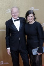 Stellan Skarsgard and Megan Everett arriving for the European Film Awards at the House of World