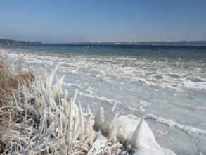 Eis am Starnberger See near Bernried, Fünfseenland, Upper Bavaria, Germany