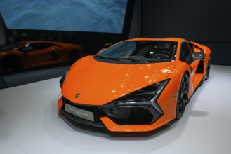 Press photo of Lamborghini Revuelto plug-in hybrid super sports car with 1015 hp system output